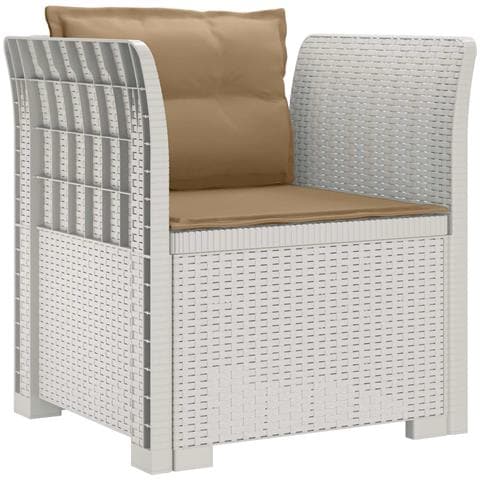 Poltrona a 1 Posto con Cuscini Aspetto Rattan PP Bianco - Foto 1