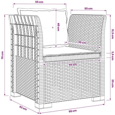 Poltrona a 1 Posto con Cuscini Aspetto Rattan PP Bianco - Foto 9