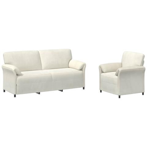 Set di divani 2 pz Crema Velluto - Foto 1