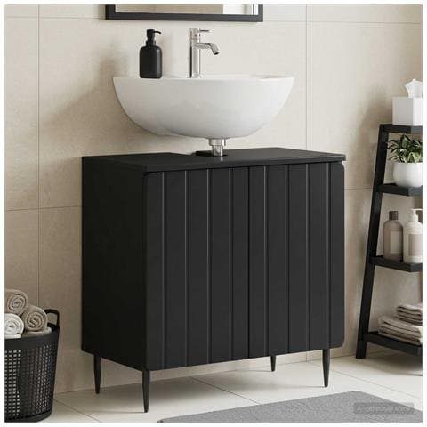 Armadio per Lavabo da Bagno ZWOLLE Nero 59,5 x 31,5 x 59 cm - Foto 2