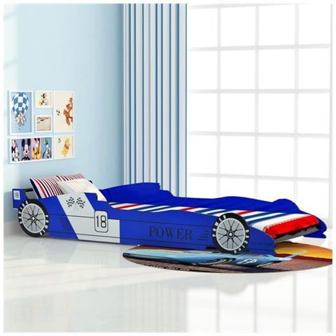 Letto Bambini Auto da Corsa 90x200 cm Blu - Foto 7
