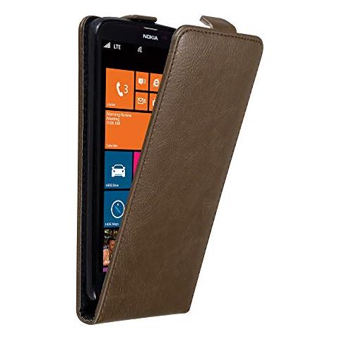 Custodia Compatibile Con Nokia Lumia 1320 In Bruno Caffè - Coperchio Protettivo In Design Flip Con Chiusura Magnetica - Foto 1