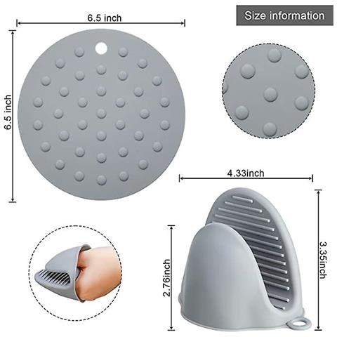 INLAW Clip Di Isolamento Di Calore Antiscade Silicone Di Grado Alimentare Clip Di Dito Non Slip 2pc (grigio) IV11072