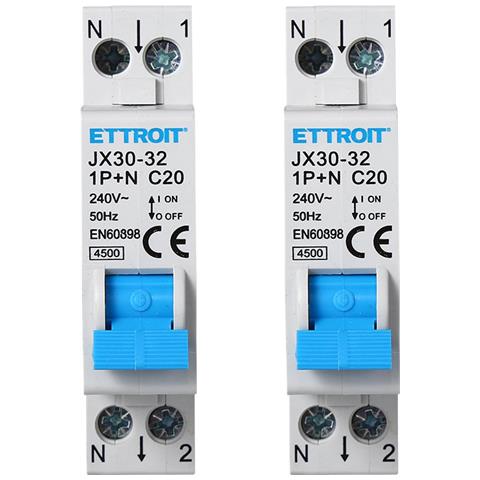 Interruttore Magnetotermico Automatico 1p+n 20a 220v Salvavita 2 Pezzi - Foto 1