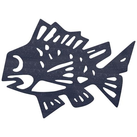 Quadro Pesce Metallo Blu Marino 36 X 26 Cm - Foto 1