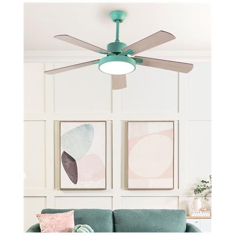 Ventilatore Da Soffitto Con Luce Verde Chiaro E Legno Chiaro Hooble - Foto 1