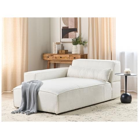 Chaise Longue Versione Destra Hellnar Bouclé Bianco Sporco - Foto 1