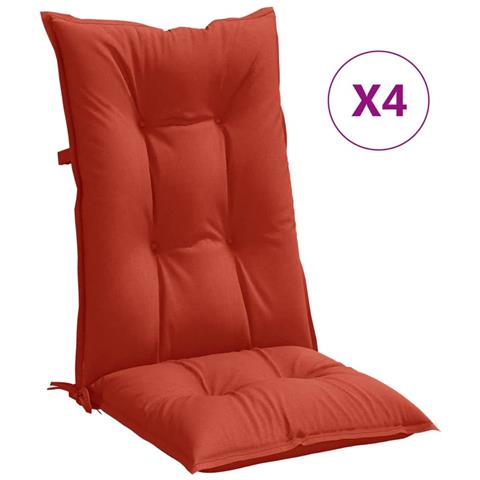Cuscini Sedia Schiena Alta 4 Rosso Mélange 120x50x7 Tessuto - Foto 2