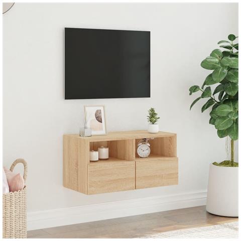 Mobile Tv A Parete Rovere Sonoma 60x30x30 Cm Legno Multistrato - Foto 3