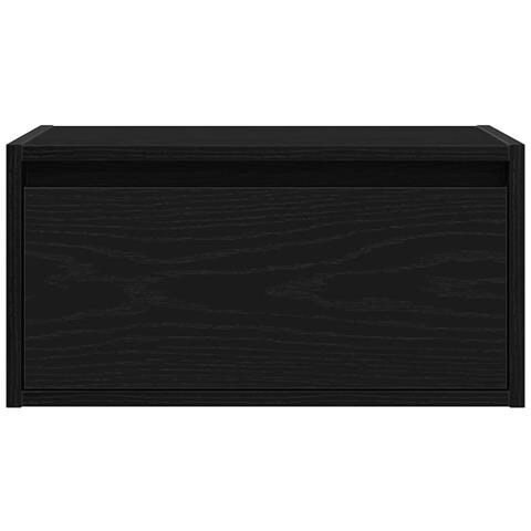 Comodino a Parete con Luci LED Rovere Nero - Foto 2