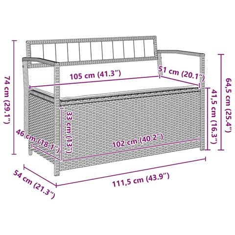 Panca Portaoggetti da Giardino con Cuscino Beige in Polyrattan - Foto 2