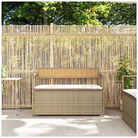 Panca Portaoggetti da Giardino con Cuscino Beige in Polyrattan - Foto 9
