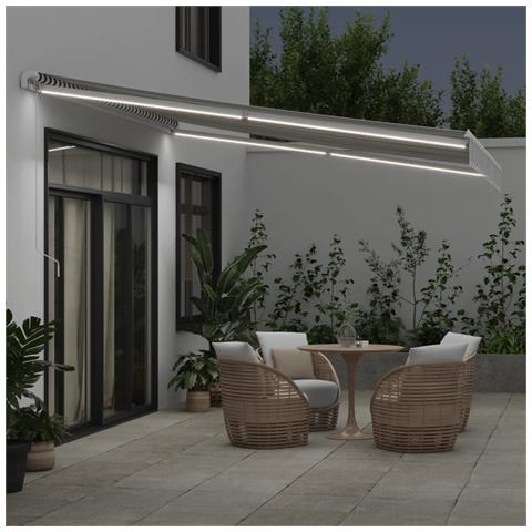 Tenda Retrattile Manuale Con Led Antracite E Bianco 400x300 Cm - Foto 3