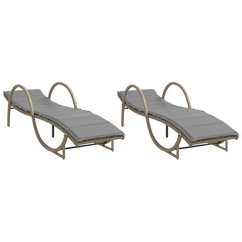 Lettini Prendisole 2 Pz Con Cuscini Beige In Polyrattan - Foto 2