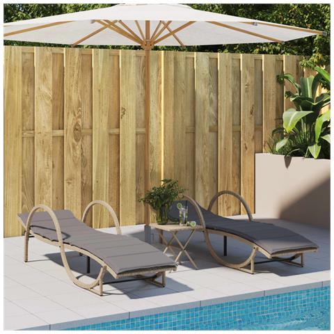 Lettini Prendisole 2 Pz Con Cuscini Beige In Polyrattan - Foto 1