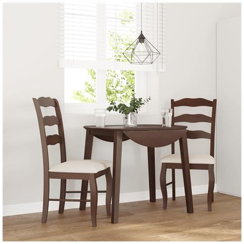 Sedie Da Pranzo Con Cuscini 2pz Marrone Legno Massello Di Hevea - Foto 2