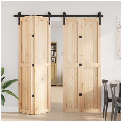 Kit Di Binari Per Porte Scorrevoli 200 Cm Acciaio Nero - Foto 3