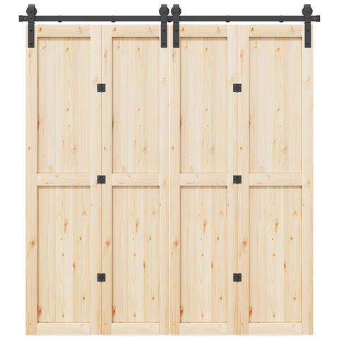 Kit Di Binari Per Porte Scorrevoli 200 Cm Acciaio Nero - Foto 1