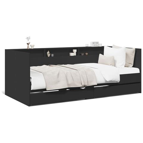 Lusso Casadino -  Divano Letto Con Cassetti Senza Materasso Nero 100x200 Cm - Foto 1