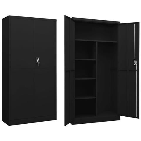 Lusso Casadino -  Armadio Con Ripiani Nero 90x40x180 Cm In Acciaio - Foto 2