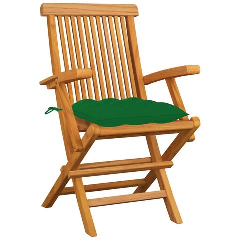 Lusso Casadino -  Sedie Da Giardino Con Cuscini Verdi 3pz Legno Massello Di Teak - Foto 1