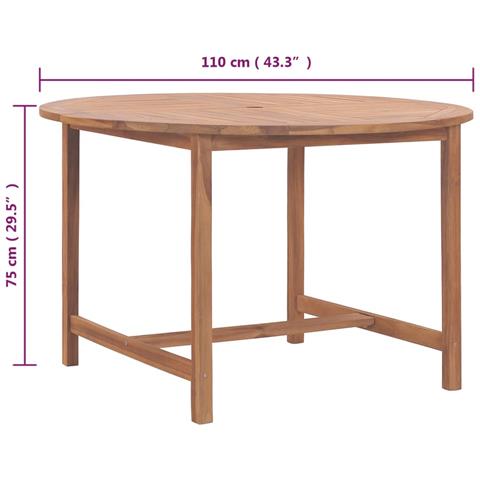 Lusso Casadino -  Tavolo Da Pranzo Da Giardino Ø110x75 Cm Legno Massello Di Teak - Foto 8