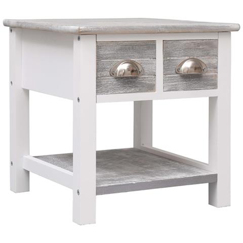 Tavolino Laterale Grigio 40x40x40 Cm In Legno Di Paulownia - Foto 2