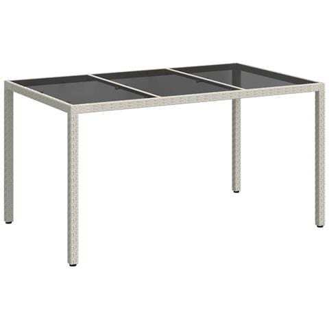 Tavolo da pranzo da giardino bianco 150x90x75 cm polyrattan - Foto 1