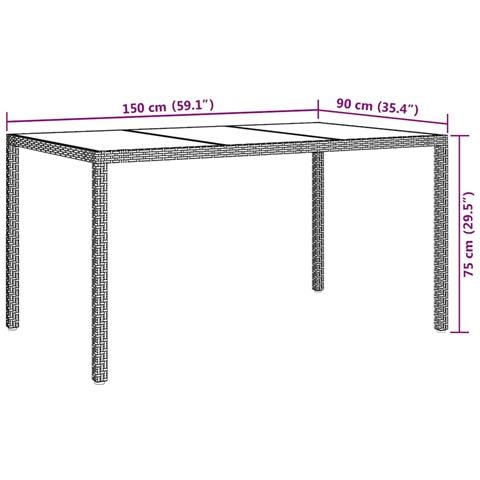 Tavolo da pranzo da giardino bianco 150x90x75 cm polyrattan - Foto 7