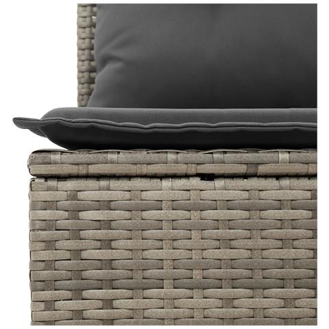 Set Divano da Giardino  12 Pezzi con Cuscini Grigio Polyrattan Acacia, Set da Pranzo da Giardino  3 Pezzi con Cuscini Grigio Polyrattan Acacia, Divano da Giardino 2 Posti con Cuscini Grigio Polyrattan - Foto 8