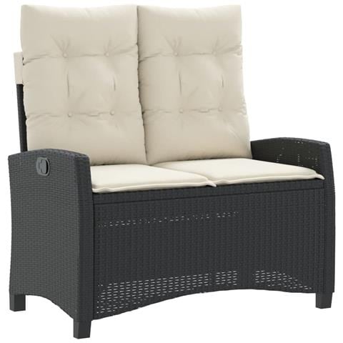 Panca Reclinabile da Giardino con Cuscini Nera in Polyrattan - Foto 1