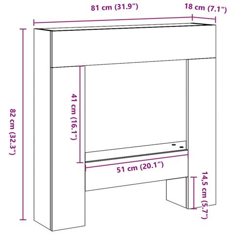 Cornice per Camino Grigio Sonoma 81x18x82 cm in Truciolato - Foto 9
