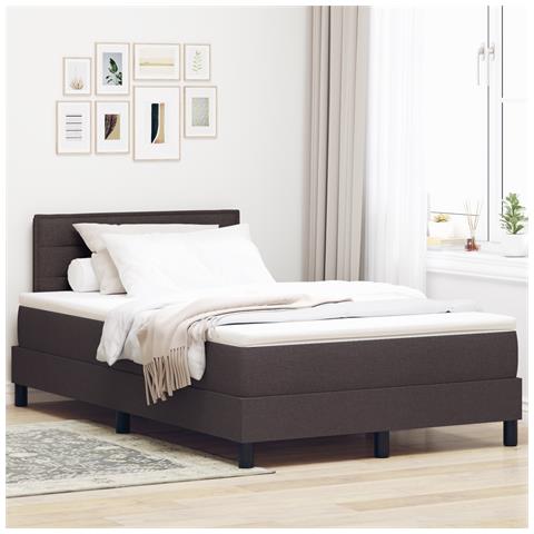 Letto con contenitore e materasso & LED marrone scuro 120x190 cm in tessuto - Foto 2