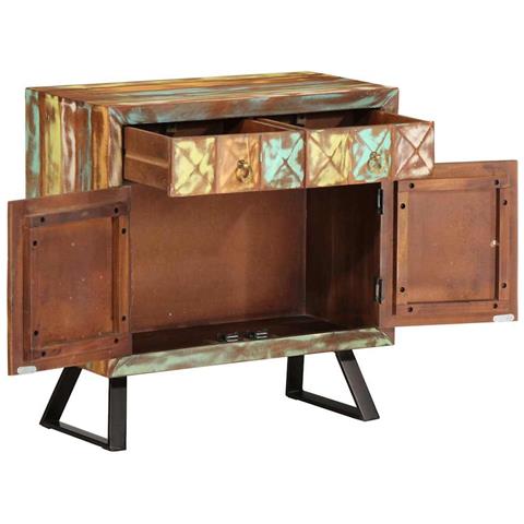 Cassettiera Multicolore 70x35x70 cm Legno Massello di Recupero - Foto 2