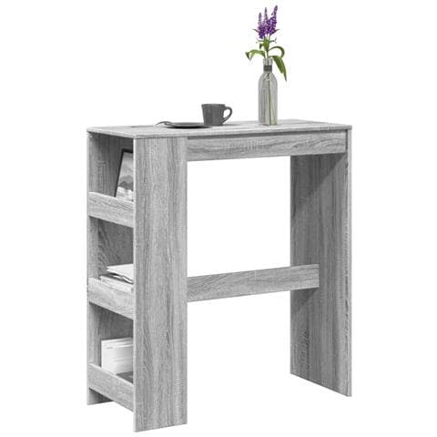 Tavolo Bar con Rastrelliera Grigio 90x40x103,5 cm Multistrato - Foto 2