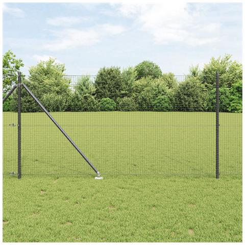 Set di Paletti di Recinzione Metallica Set di 2 Grigio Metallo - Foto 2