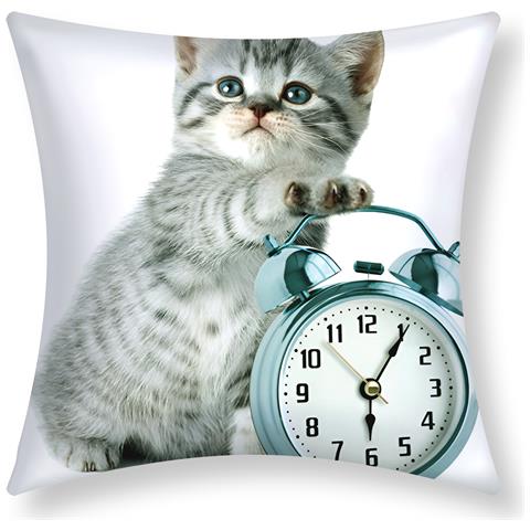 Set Di 2 Copricuscini 40x40 Cm Kitten Clock Design - Foto 1
