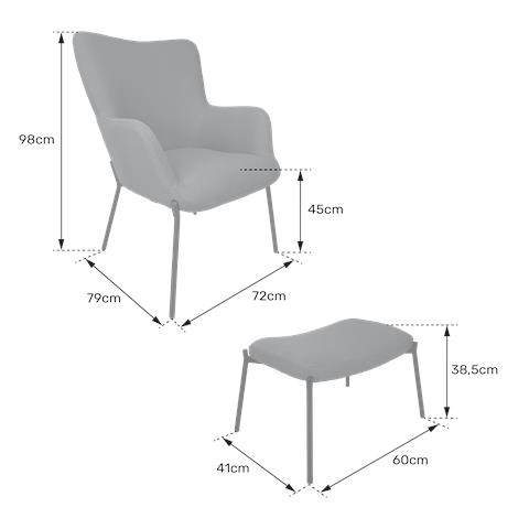 Poltrona In Tessuto Grigio Con Poggiapiedi Eira - Foto 2