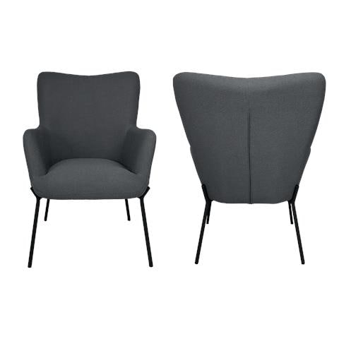 Poltrona In Tessuto Grigio Con Poggiapiedi Eira - Foto 4