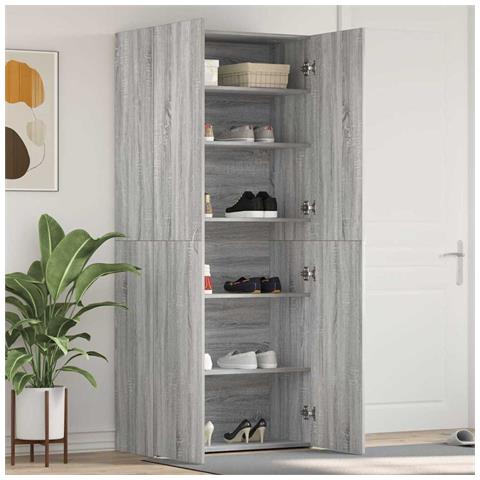 Mobile per scarpe Grigio 80 x 35.5 x 180 cm Legno multistrato - Foto 2