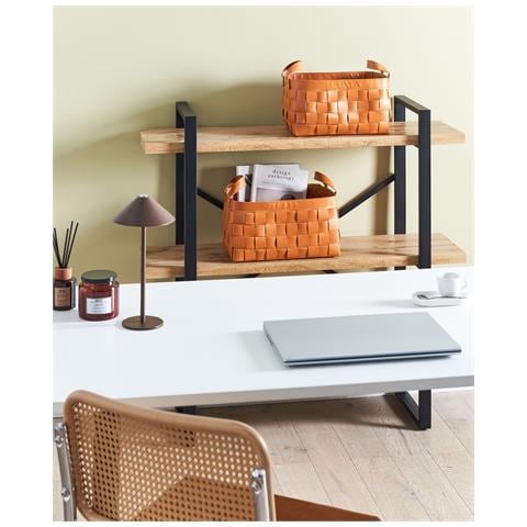 Set Di 2 Cestini Sippar Pelle Sintetica Marrone Dorato - Foto 1