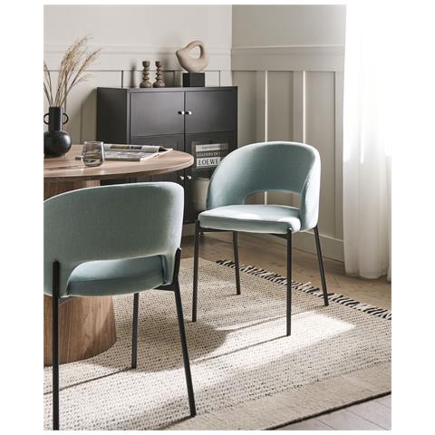 Set Di 2 Sedie Da Pranzo Penny Tessuto Azzurro - Foto 1