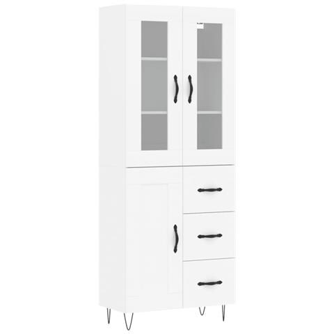 Credenza Bianca 69,5x34x180 cm in Legno Multistrato - Foto 1