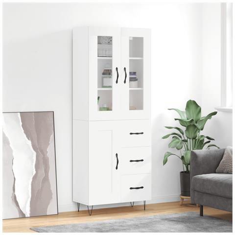 Credenza Bianca 69,5x34x180 cm in Legno Multistrato - Foto 2