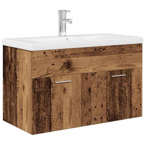 Mobile da Bagno con Lavabo Integrato e Rubinetto Legno Antico - Foto 1