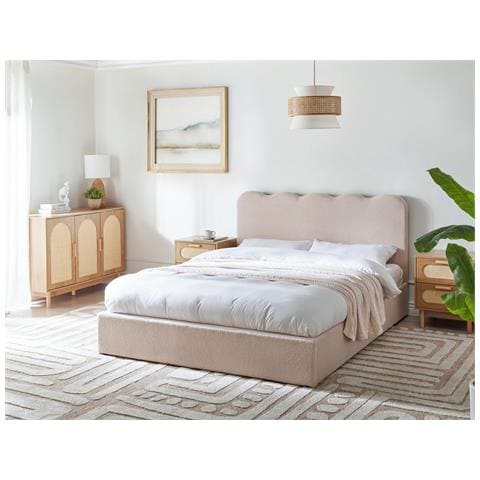 Letto Contenitore Bouclé Nanterre 160 X 200 Cm Beige - Foto 1