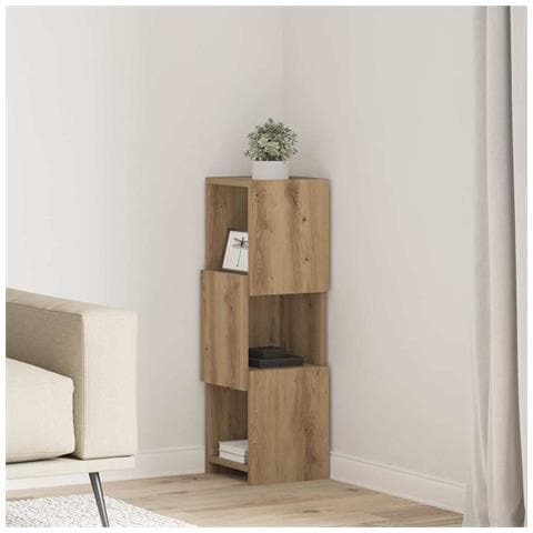 Mobile angolare Bianco 25,5x25x80cm Legno multistrato - Foto 2