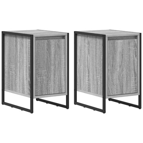 Comodino 2 pcs Grigio Sonoma 39,5 x 30 x 50 cm - Foto 1