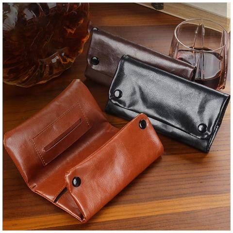 Custodia Vintage Portatile Per Tabacco Con Porta Cartine - Custodia In Morbida Pelle Pu Black - Foto 4