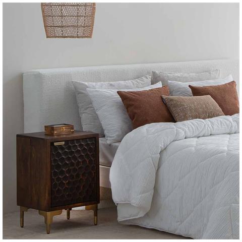 Comodino In Legno E Metallo Con 1 Porta Marrone 40x35x60. - Foto 2